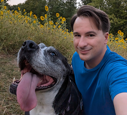 Josh Hendrickson and his dog